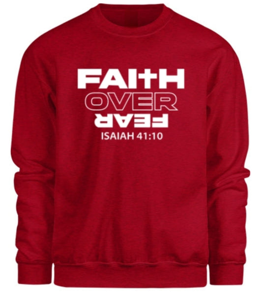 Faith Over Fear - Heather Red Sweatshirt