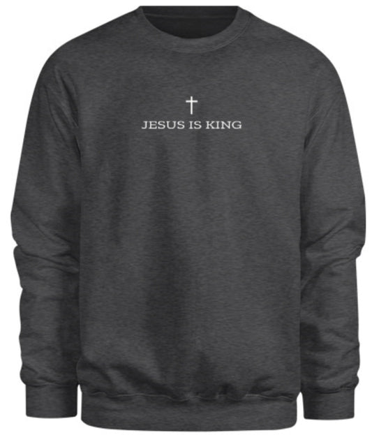 JESUS IS KING Sweatshirt - Dark Heather