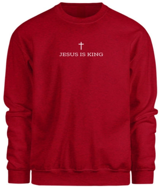 JESUS IS KING Sweatshirt - Heather Red